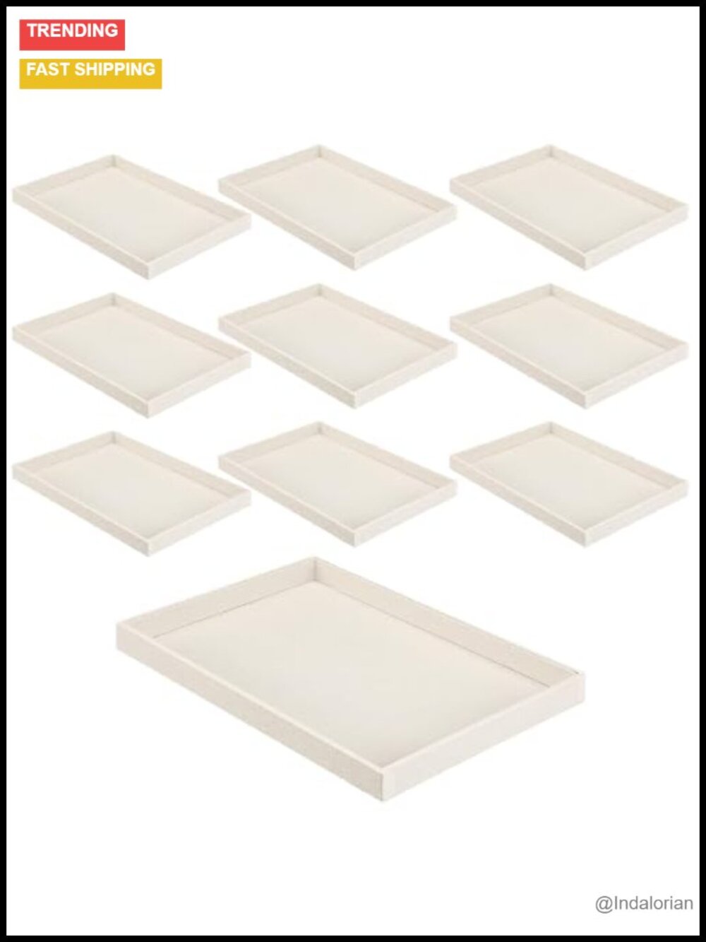 Quelay Velvet Stackable Jewelry Tray Set 10 Pcs Showcase Display Organizer